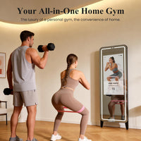 Smart Fitness Mirror for Home Gym Workout, 32" Touchscreen & Open System, No Subscription Fees, Support Fitness Apps, Wall Mount & Free Standing, Can Be Used with Home Workout Equipment