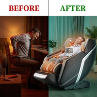 4D Deluxe Gray and Black Zero Gravity and Space Saving Faux Leather Heated Massage Chair with Sl-Track and Bluetooth — Before & After