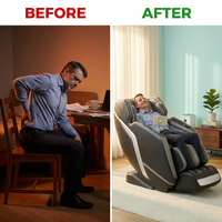 4D Deluxe Gray and Black Zero Gravity and Space Saving Faux Leather Heated Massage Chair with Sl-Track and Bluetooth — Before & After