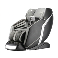 4D Deluxe Gray and Black Zero Gravity and Space Saving Faux Leather Heated Massage Chair with Sl-Track and Bluetooth — Studio Shot