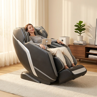 4D Deluxe Gray and Black Zero Gravity and Space Saving Faux Leather Heated Massage Chair with Sl-Track and Bluetooth — Lifestyle