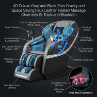 4D Deluxe Gray and Black Zero Gravity and Space Saving Faux Leather Heated Massage Chair with Sl-Track and Bluetooth — How It Works