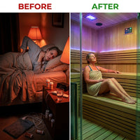 6-Person Cedar Infrared Sauna with 10 Carbon Heaters — Before & After