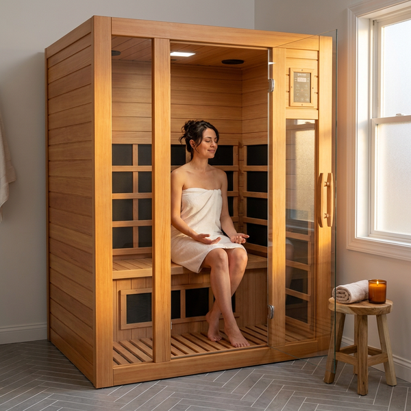 Infrared Home Sauna Designed for Daily Relaxation, Low EMF Carbon Heating, Canadian Hemlock, 1-2 Person