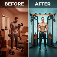 Home Gym Smith Machine Cable Crossover Weightlifting Sports Training — Before & After