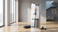 Smart Fitness Mirror for Home Gym Workout, 32" Touchscreen & Open System, No Subscription Fees, Support Fitness Apps, Wall Mount & Free Standing, Can Be Used with Home Workout Equipment — Lifestyle