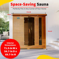 Infrared Sauna Designed for Full Family Use, Canadian Red Cedar, 10 Carbon Heaters, Ultra-Low EMF