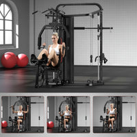 Smith Machine Built for Full Body Workouts, 138LB Weight Stack, Leg Press Station, LAT Pulldown System